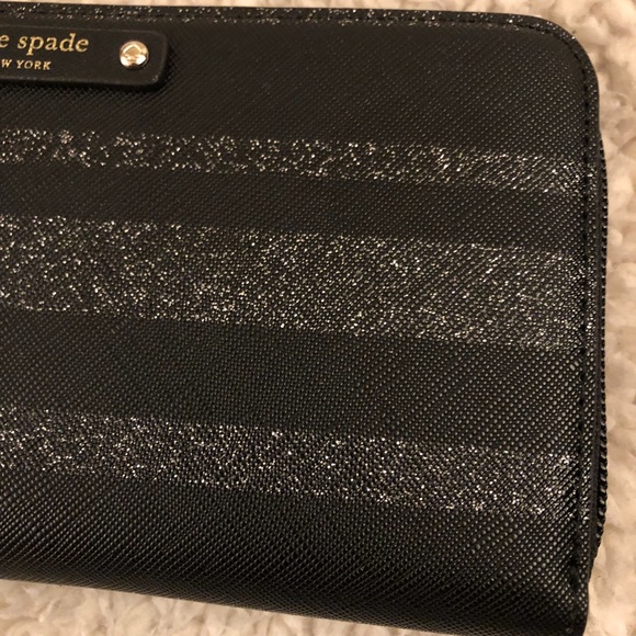 KATE SPADE Haven Lane Neda Blk Glitter Zip Wallet - Picture 3 of 8